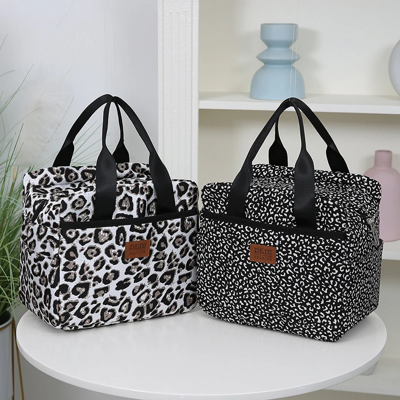 Thickened Nylon Fabric Lunch Bag with Aluminum Foil Inner Large Capacity Portable Lunch Box Storage Bag for Work Picnic Scho