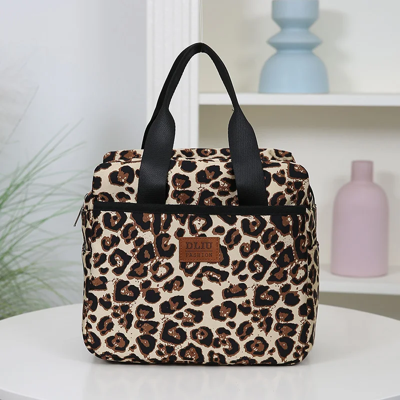 Thickened Nylon Fabric Lunch Bag with Aluminum Foil Inner Large Capacity Portable Lunch Box Storage Bag for Work Picnic Scho