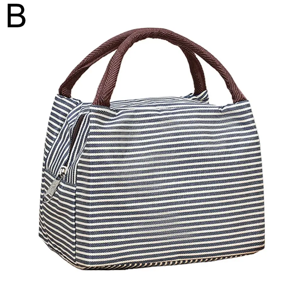 Stripes Lunch Bag For Women Isothermal Bag Packaged Food Thermal Bags Thermo Pouch Kids Lunch Bag Refrigerator Bag