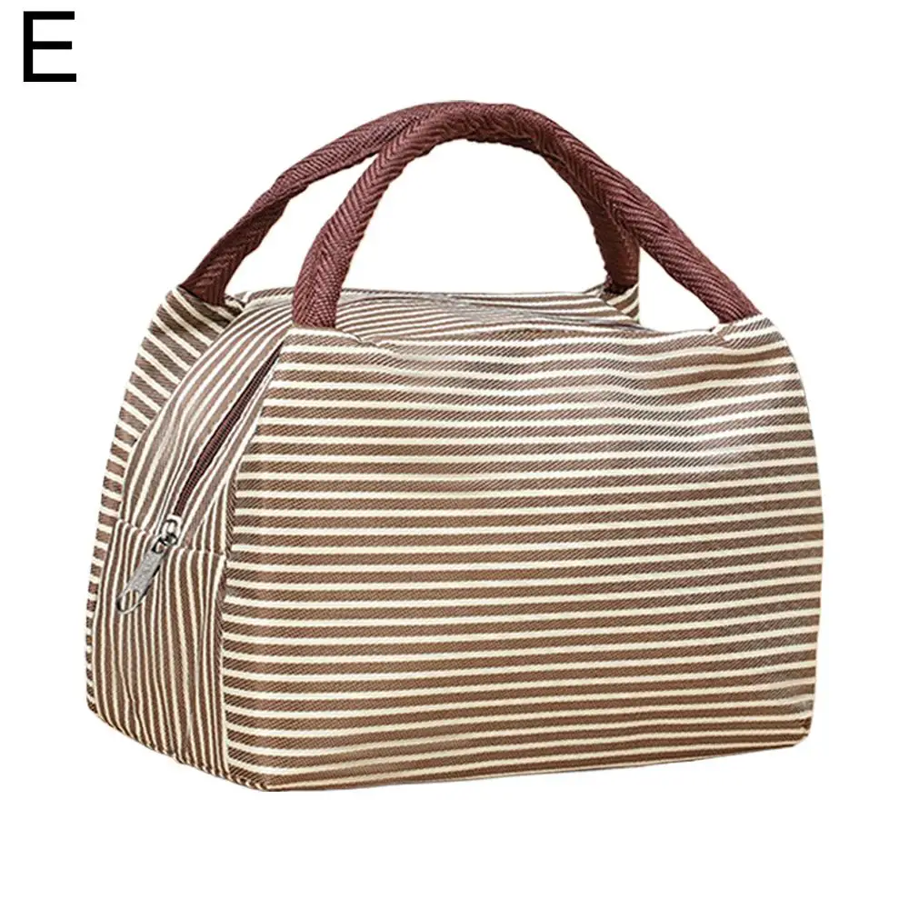 Stripes Lunch Bag For Women Isothermal Bag Packaged Food Thermal Bags Thermo Pouch Kids Lunch Bag Refrigerator Bag