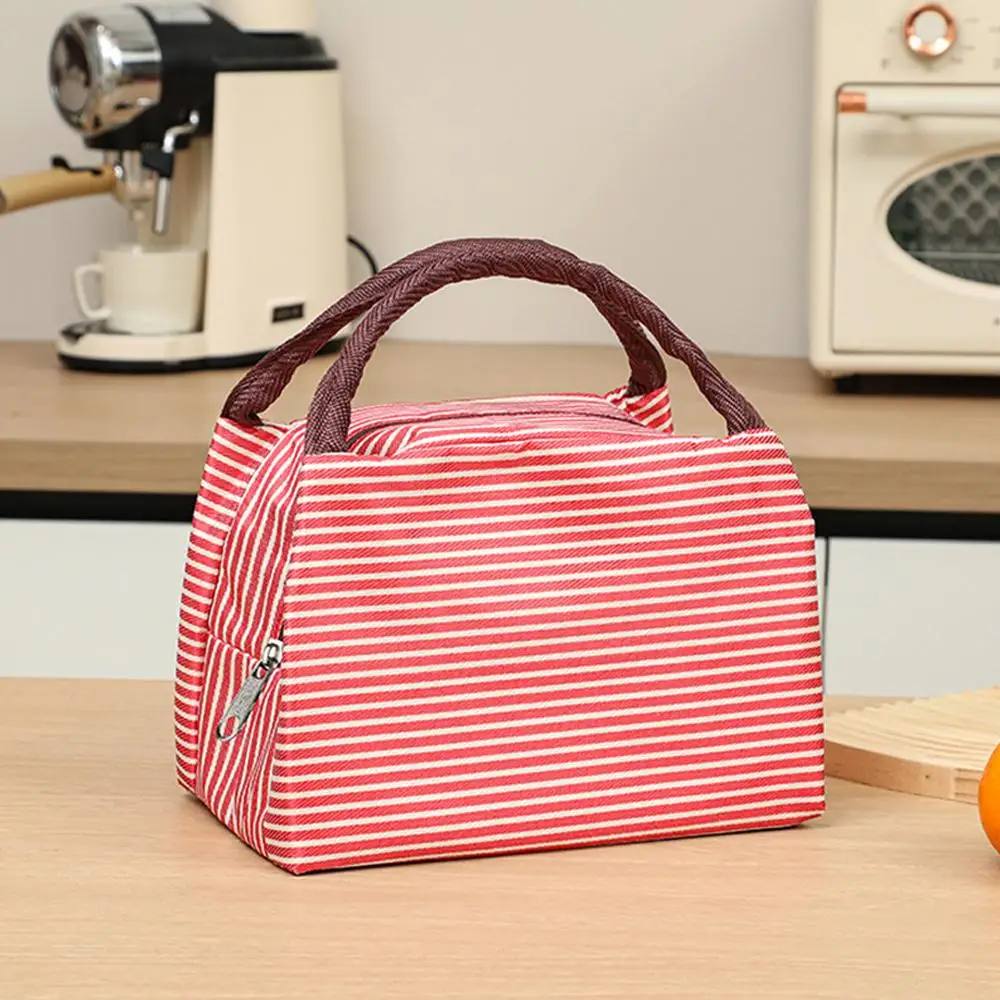 Stripes Lunch Bag For Women Isothermal Bag Packaged Food Thermal Bags Thermo Pouch Kids Lunch Bag Refrigerator Bag