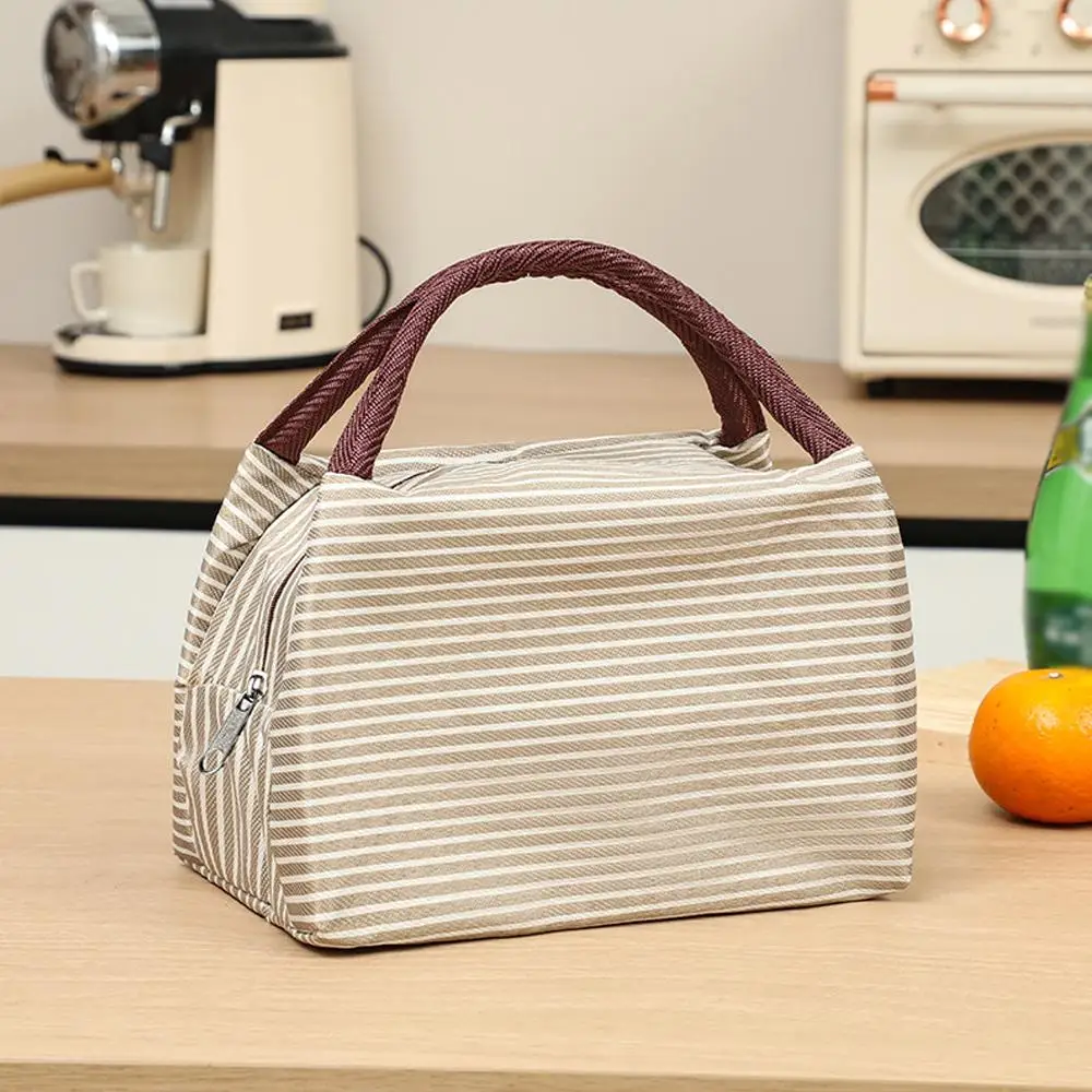 Stripes Lunch Bag For Women Isothermal Bag Packaged Food Thermal Bags Thermo Pouch Kids Lunch Bag Refrigerator Bag