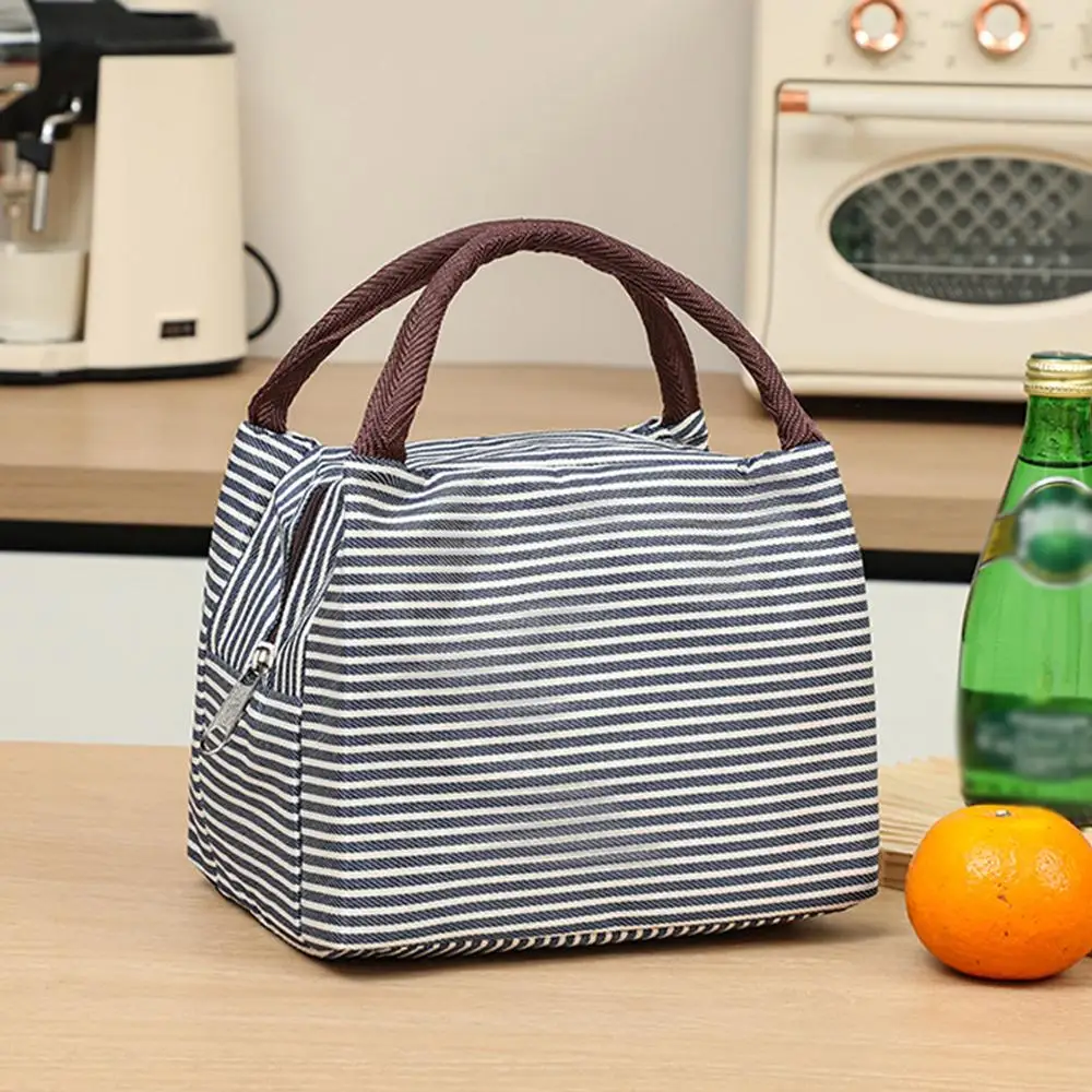 Stripes Lunch Bag For Women Isothermal Bag Packaged Food Thermal Bags Thermo Pouch Kids Lunch Bag Refrigerator Bag