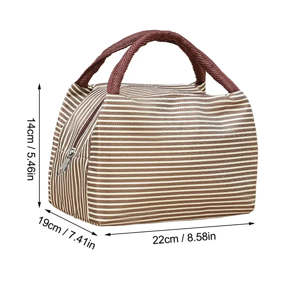Stripes Lunch Bag For Women Isothermal Bag Packaged Food Thermal Bags Thermo Pouch Kids Lunch Bag Refrigerator Bag