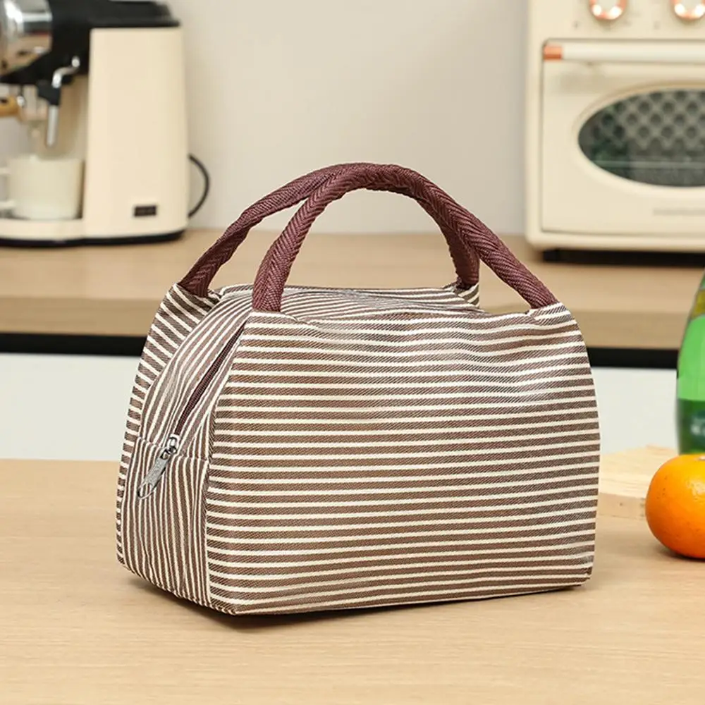 Stripes Lunch Bag For Women Isothermal Bag Packaged Food Thermal Bags Thermo Pouch Kids Lunch Bag Refrigerator Bag