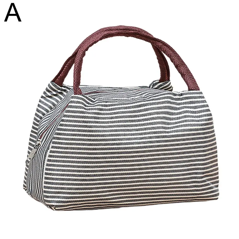 Stripes Lunch Bag For Women Isothermal Bag Packaged Food Thermal Bags Thermo Pouch Kids Lunch Bag Refrigerator Bag
