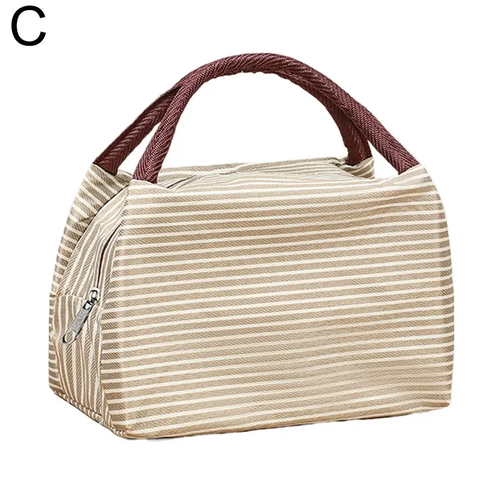 Stripes Lunch Bag For Women Isothermal Bag Packaged Food Thermal Bags Thermo Pouch Kids Lunch Bag Refrigerator Bag