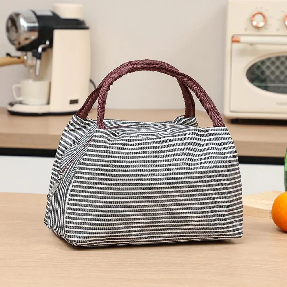 Stripes Lunch Bag For Women Isothermal Bag Packaged Food Thermal Bags Thermo Pouch Kids Lunch Bag Refrigerator Bag
