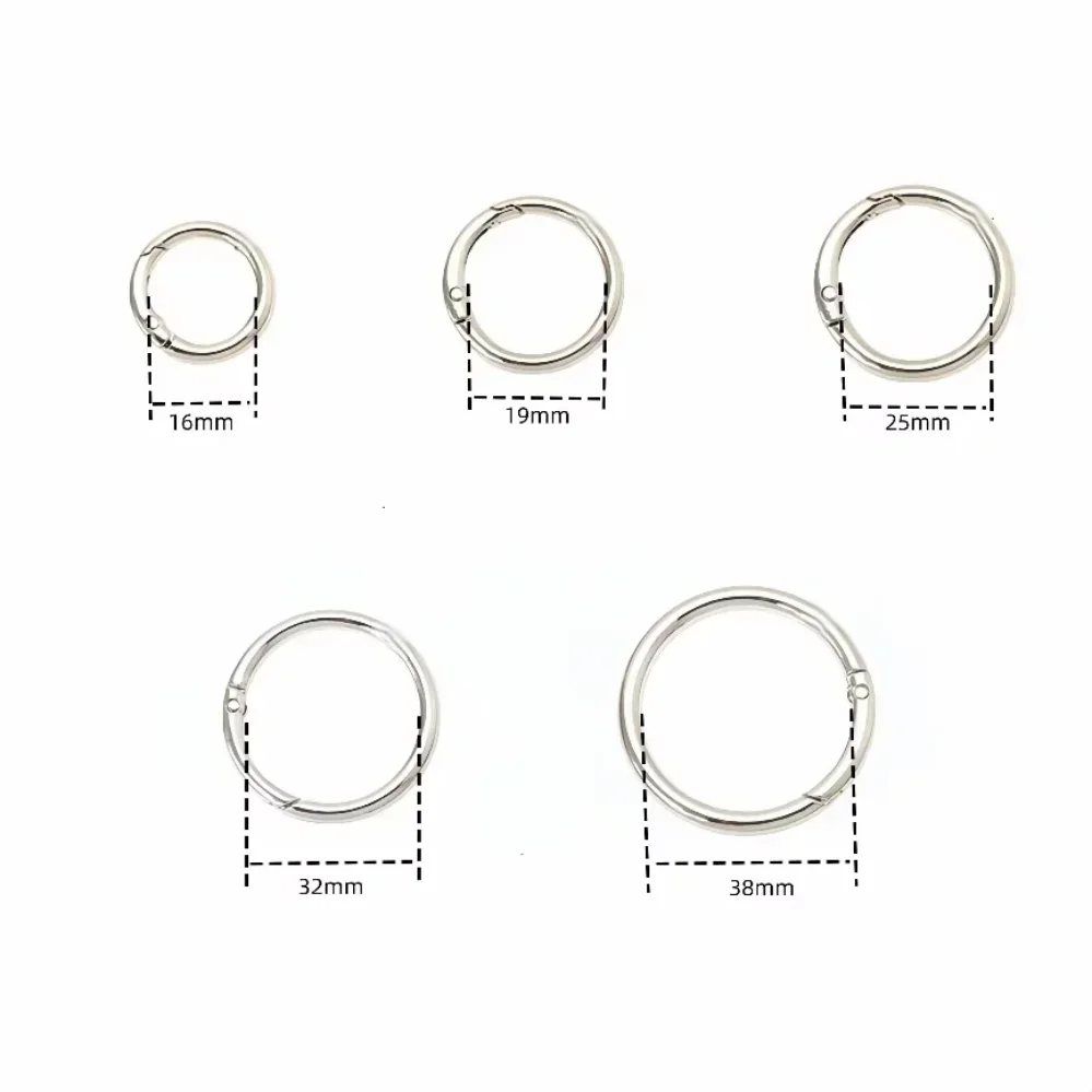 5-50Pcs Alloy Round Ring Key Chains Spring Clasps Bag Hanger Hooks for Purse Bag Open Carabiner Buckles Connectors DIY Jewelry