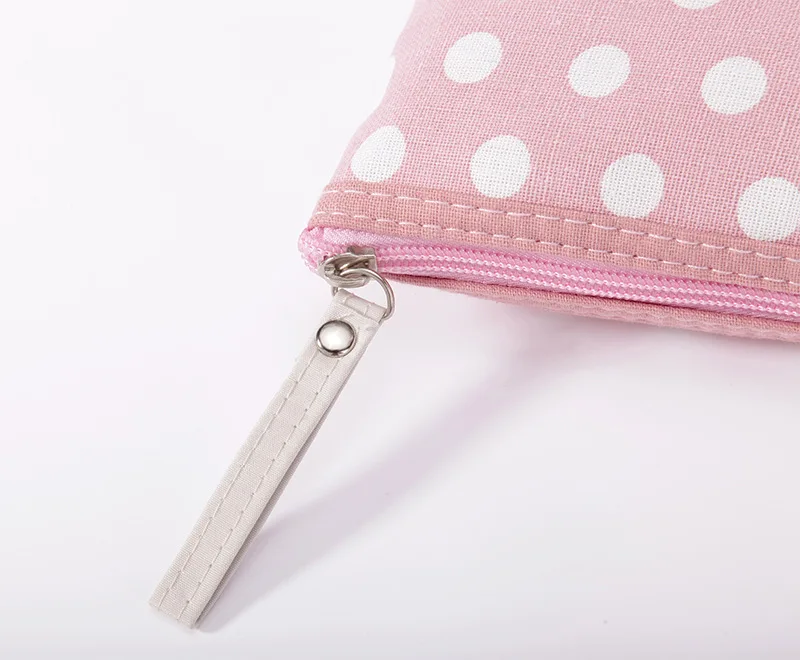 Canvas Dot Print Makeup Bag Women Cosmetic Bags Toiletry Bag Phone Organizer Key Phone Pouch Coin Purse Travel Cosmetic Bag