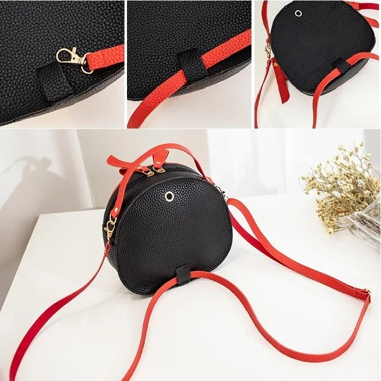Fashion Cherry Pattern Sweet Girls Small Round Bag Handbag Simple Casual Student Mini Travel Backpack Handbags Shoulder Bags