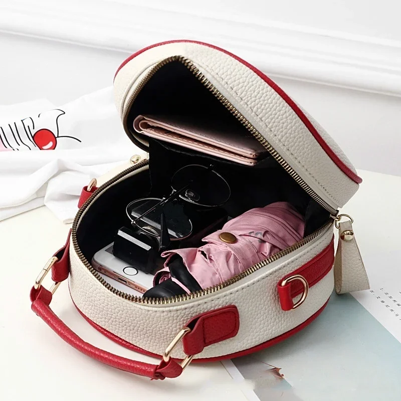 Fashion Cherry Pattern Sweet Girls Small Round Bag Handbag Simple Casual Student Mini Travel Backpack Handbags Shoulder Bags