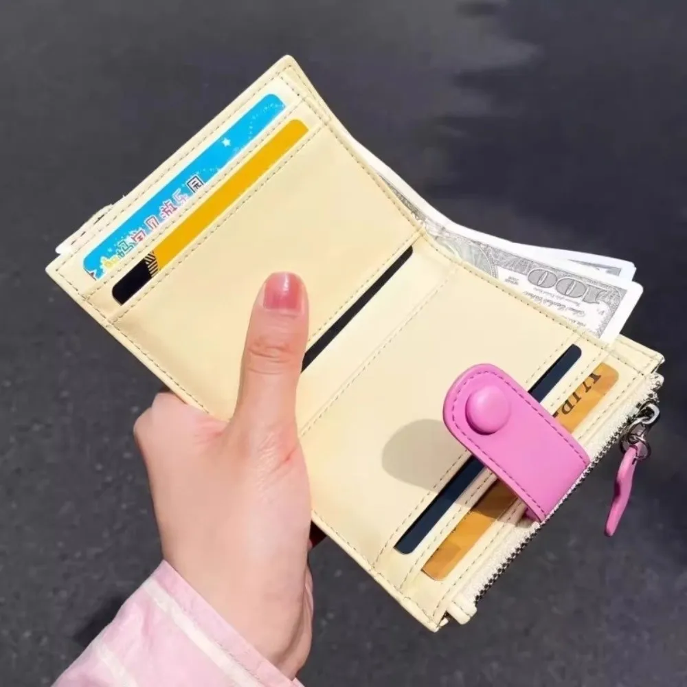 Ins Dachshund Embroidery Short Wallet Dopamine Color Cartoon Dog Card Bag PU Zipper Coin Purse Women Girl