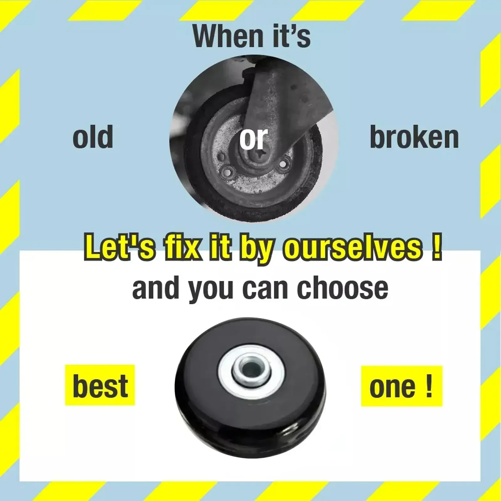 4/2Pcs Luggage Suitcase Replacement Wheels, 50x18mm PU Caster Wheels Bearings Repair Kits, Shelf Replacement Wheels for Luggage