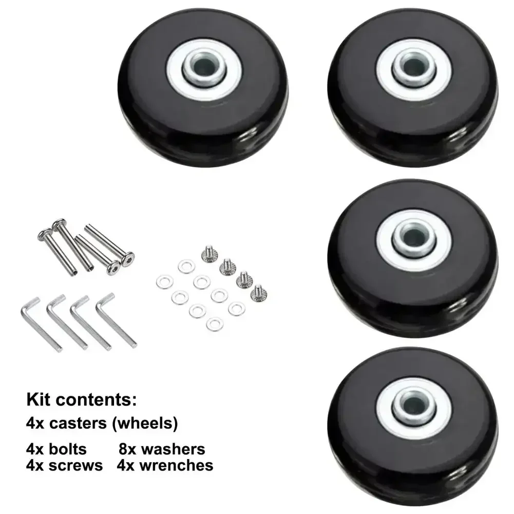 4/2Pcs Luggage Suitcase Replacement Wheels, 50x18mm PU Caster Wheels Bearings Repair Kits, Shelf Replacement Wheels for Luggage
