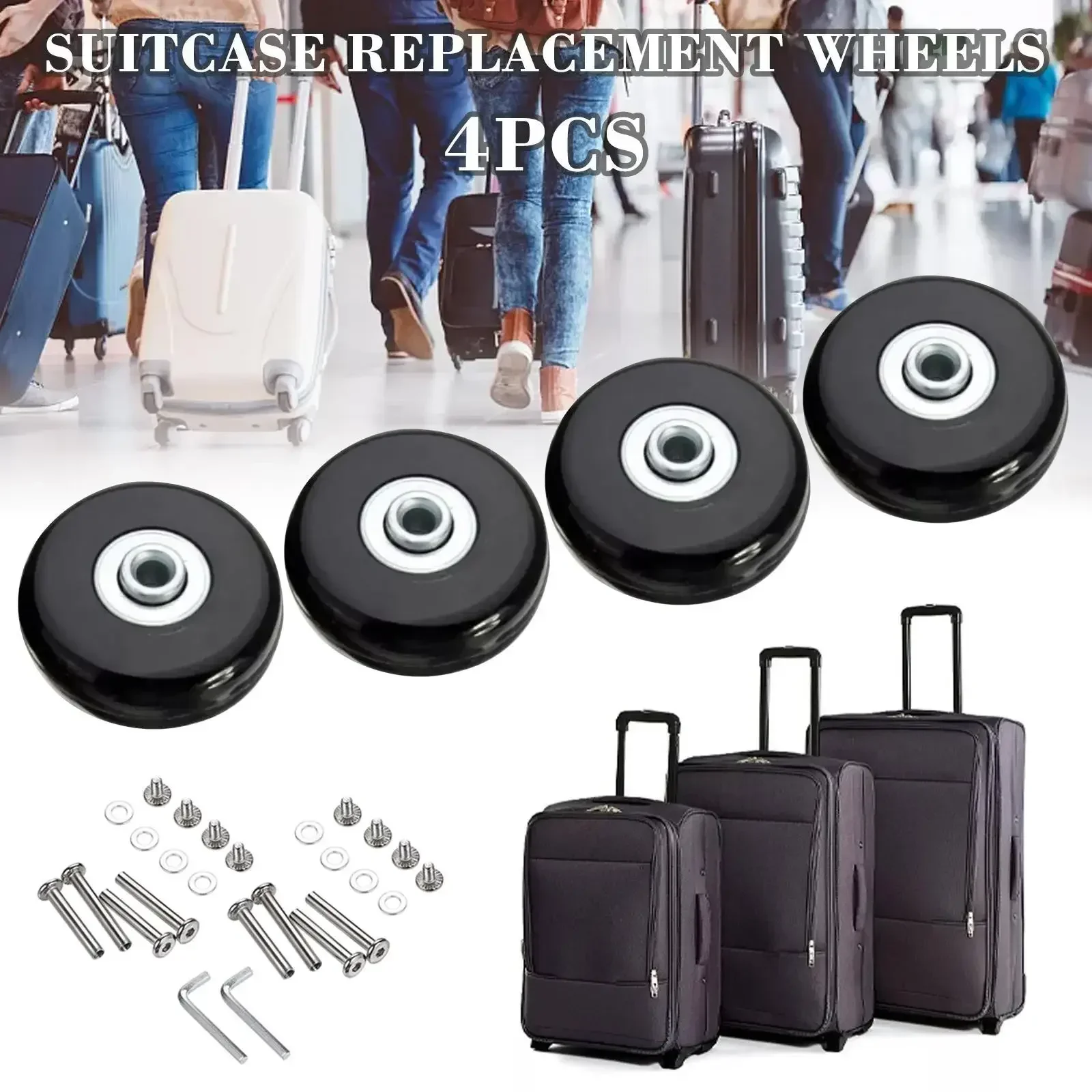 4/2Pcs Luggage Suitcase Replacement Wheels, 50x18mm PU Caster Wheels Bearings Repair Kits, Shelf Replacement Wheels for Luggage