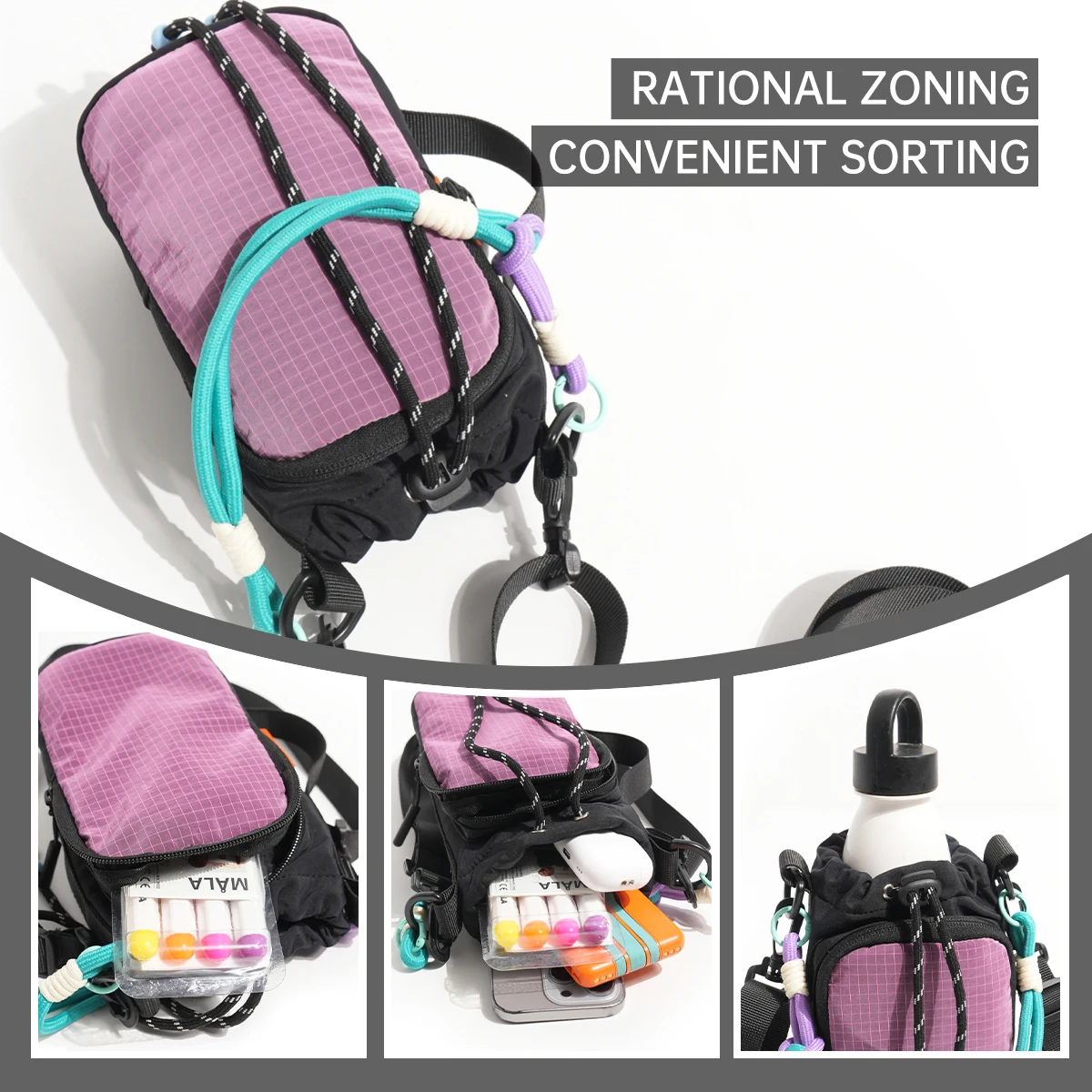 Dopamine Crossbody Water Bottle Bag 2026 New Model Portable Large Capacity Phone Bag Waterproof Water Bottle Bag for Students