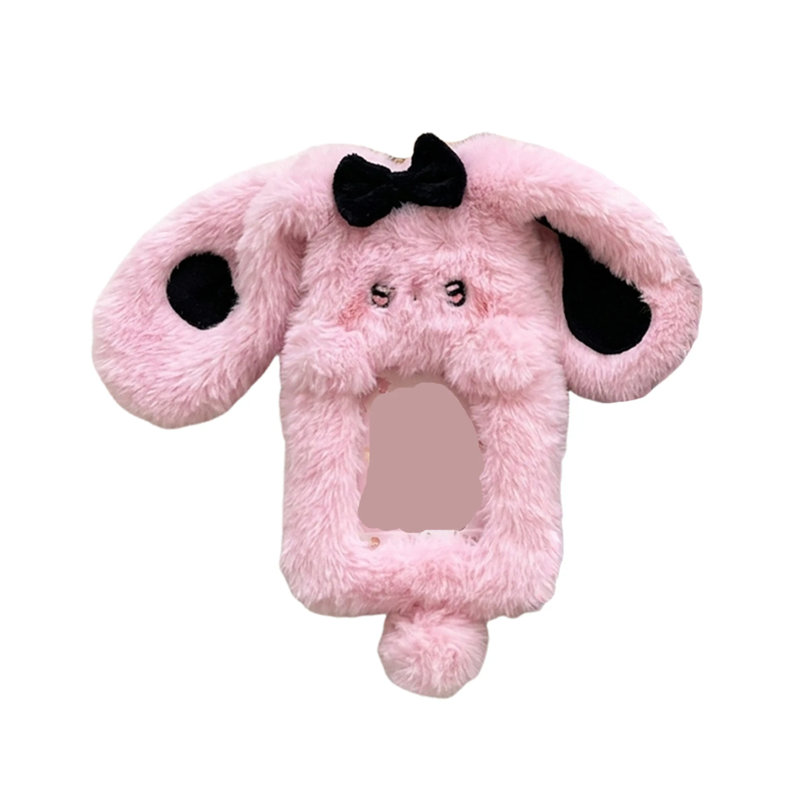 1PCS Plush Photocard Holder Cute Cartoon Rabbit with Long Ears Design Soft ID Credit Card Protector Band Photo Card Sleeve