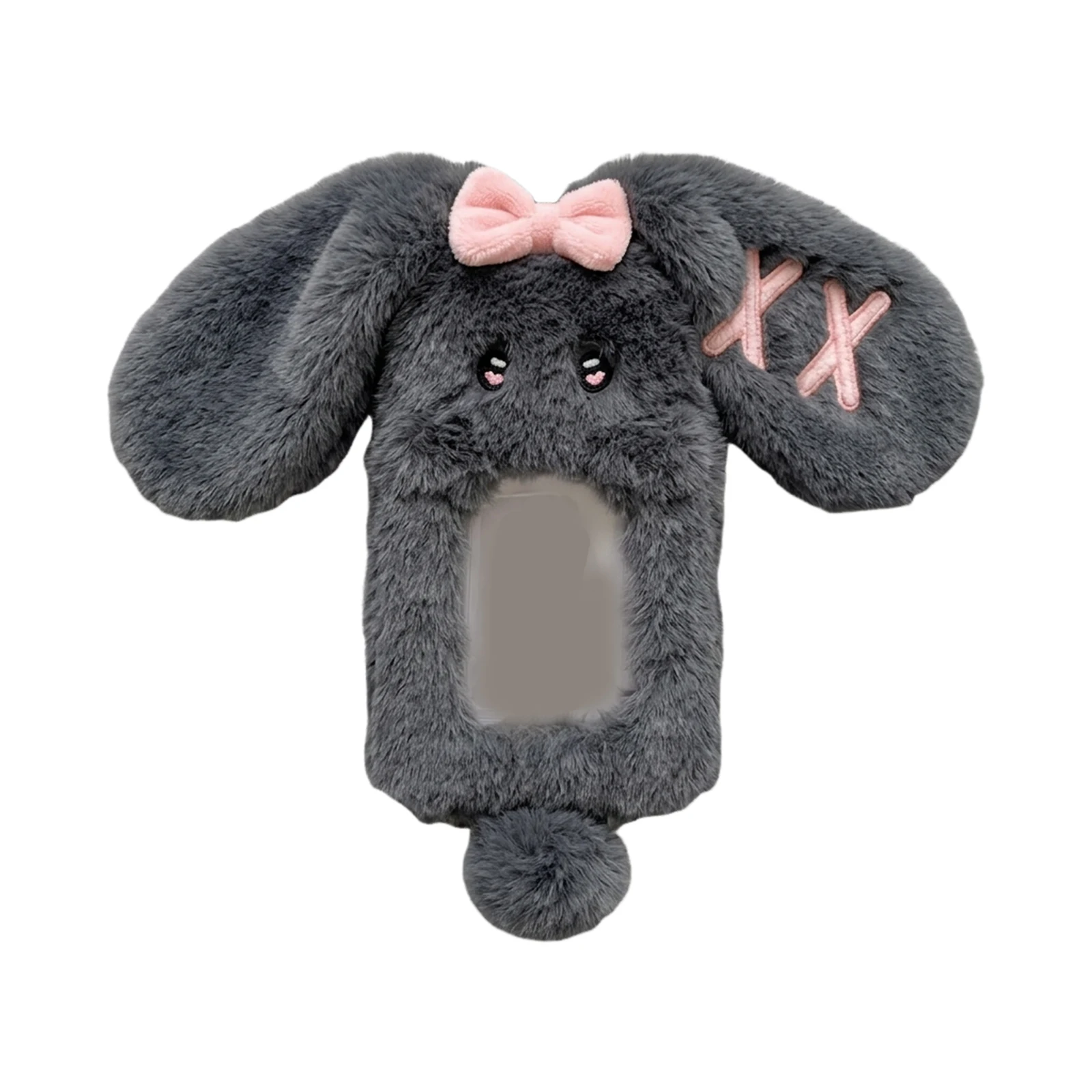 1PCS Plush Photocard Holder Cute Cartoon Rabbit with Long Ears Design Soft ID Credit Card Protector Band Photo Card Sleeve