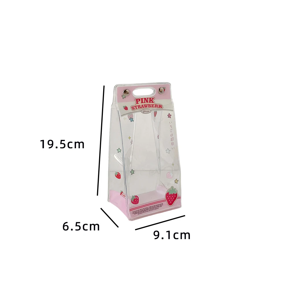 Cartoon Four Clover PVC Transparent Backpack Pendant Keychain Doll Bag Cute Storage Anime Figure Decoration Display Bag GirlGift