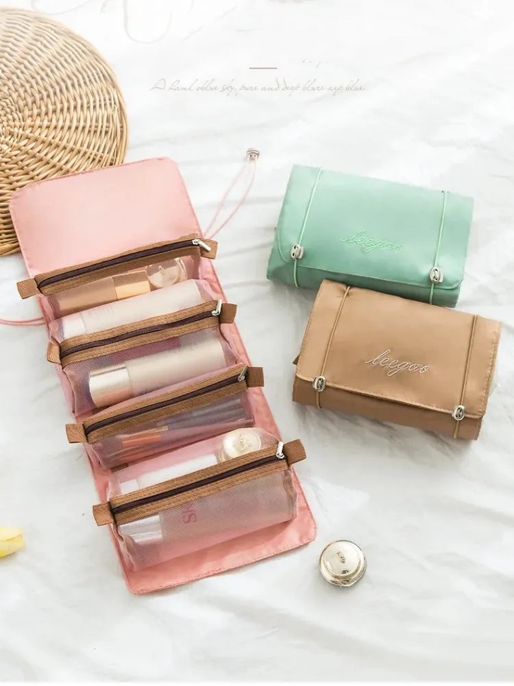 Detachable Cosmetic Bag Portable Large Capacity 4 in 1 Makeup Bags Portable Folding Travel Cosmetics Storage Toiletry Bag