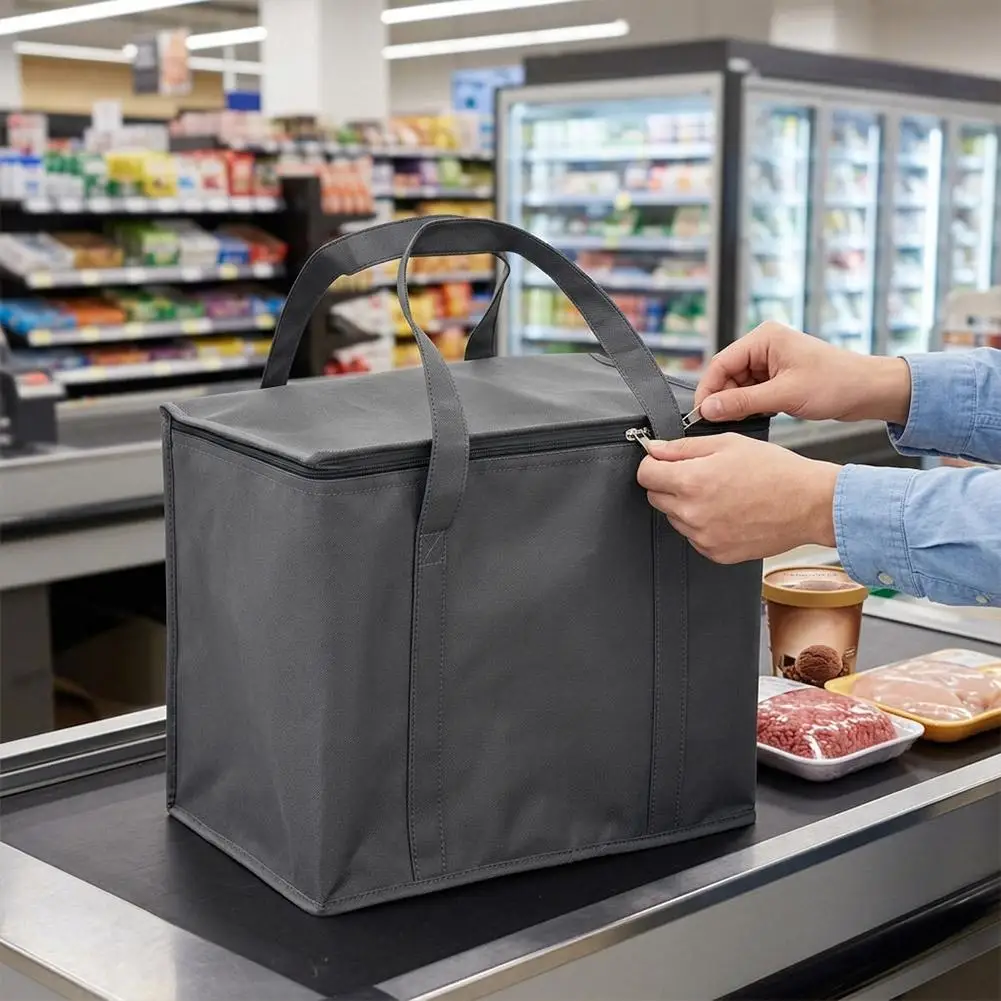 Leakproof Insulated Lunch Cooler Bag - Collapsible, Waterproof Thermal Tote with Ice Pack for Delivery & Outdoors