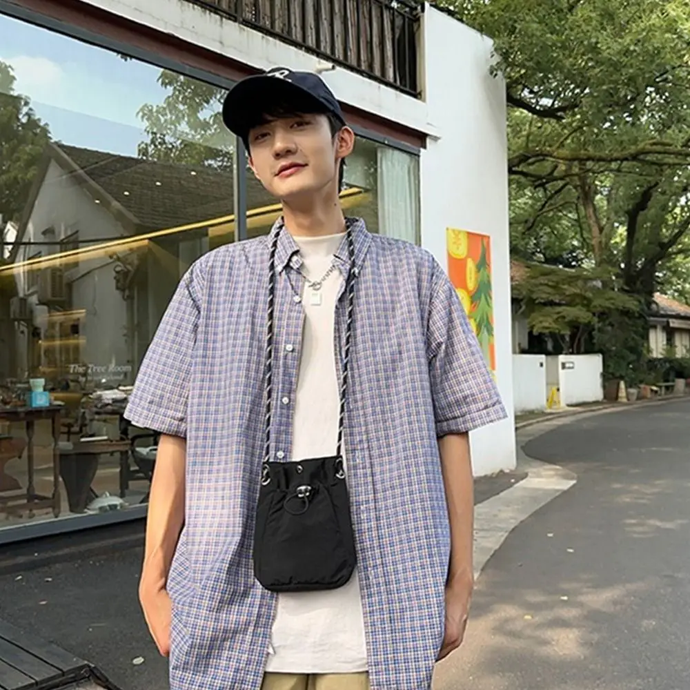 Fashion Canvas Shoulder Crossbody Bags Solid Color Minimalist Style Phone Bag Lightweight Messenger Bag for Outdoor