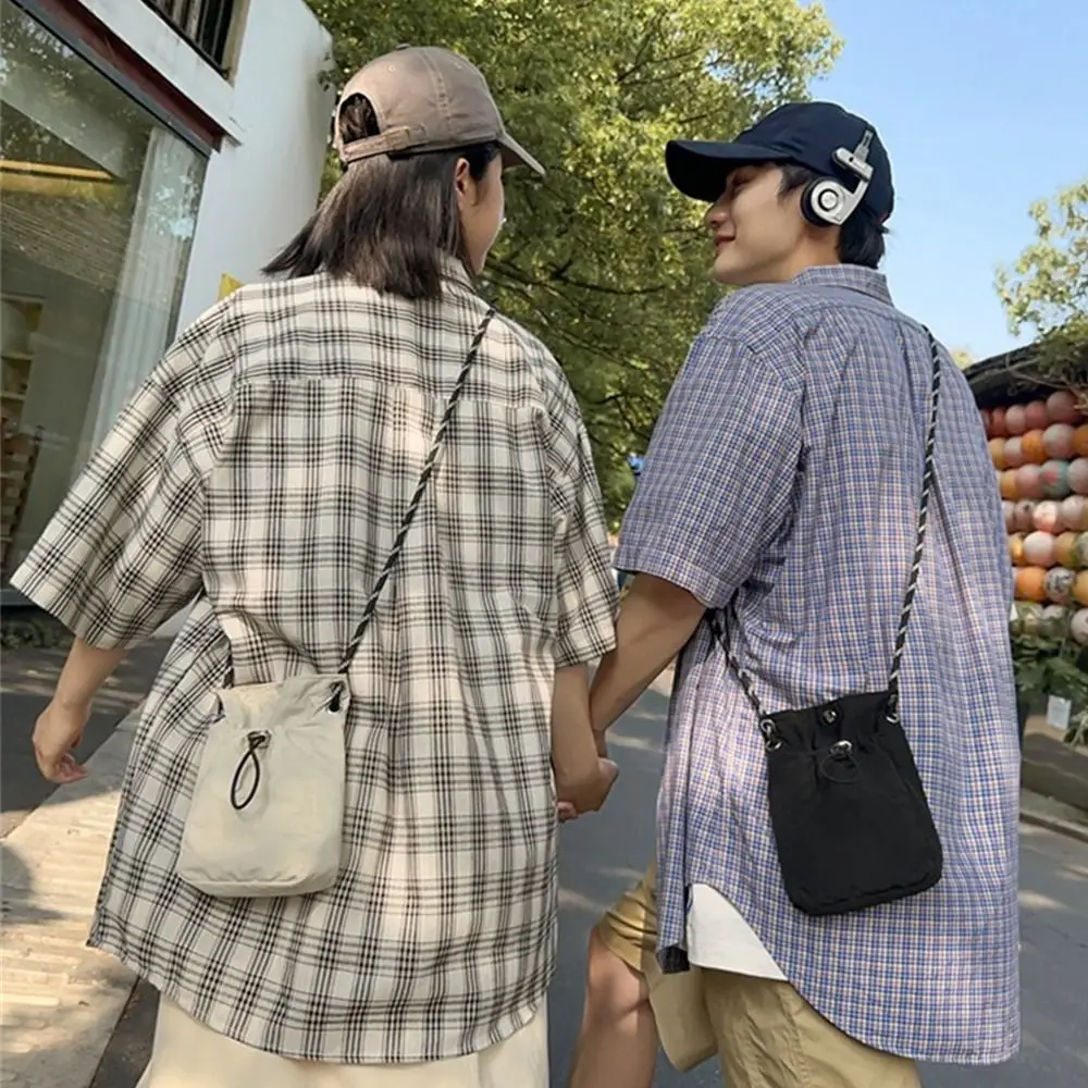 Fashion Canvas Shoulder Crossbody Bags Solid Color Minimalist Style Phone Bag Lightweight Messenger Bag for Outdoor
