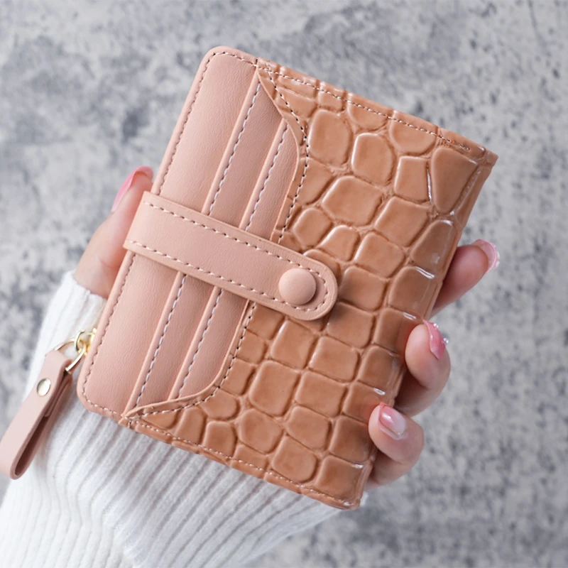Mini Crocodile Print Clutch Wallet, Short Credit Card Holder, Women's Card Case & Coin Purse