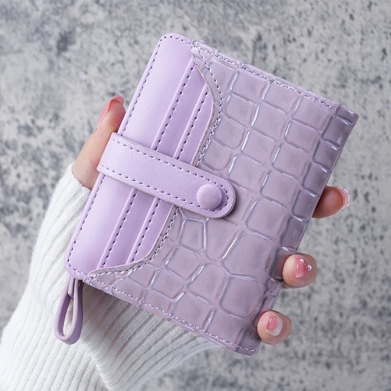 Mini Crocodile Print Clutch Wallet, Short Credit Card Holder, Women's Card Case & Coin Purse