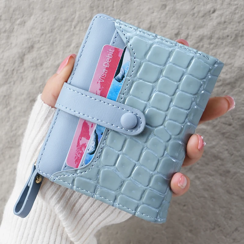 Mini Crocodile Print Clutch Wallet, Short Credit Card Holder, Women's Card Case & Coin Purse