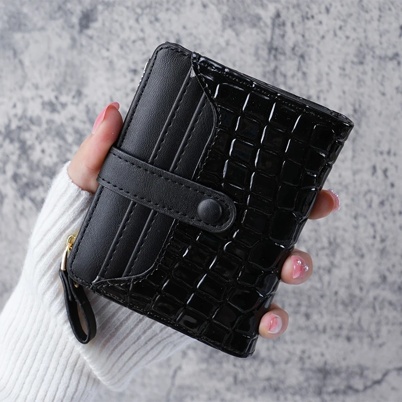 Mini Crocodile Print Clutch Wallet, Short Credit Card Holder, Women's Card Case & Coin Purse