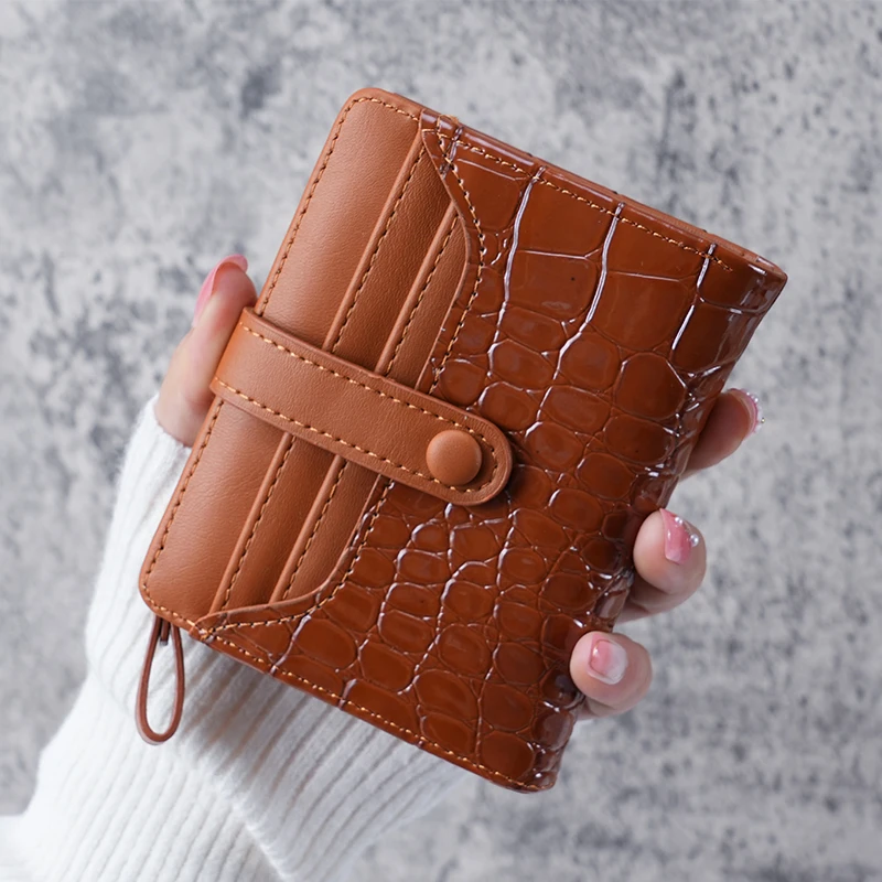 Mini Crocodile Print Clutch Wallet, Short Credit Card Holder, Women's Card Case & Coin Purse