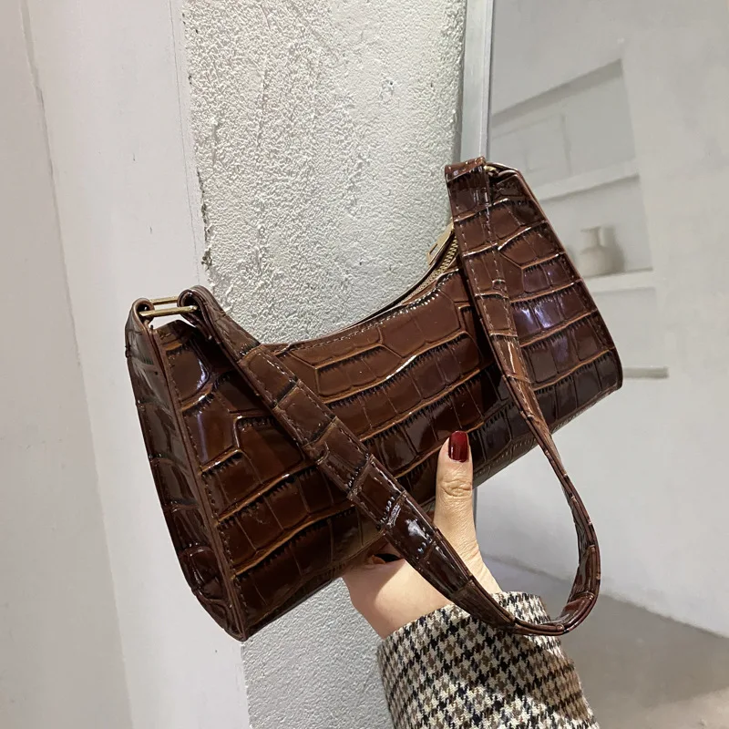 Retro Alligator Pattern Female Small Handbags and Purse Armpit Shoulder Bags High Quality PU Leather Ladies Clutch Totes Bag