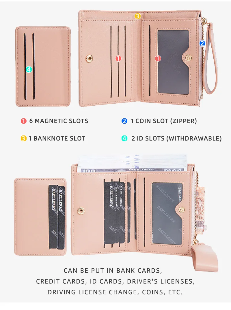 Baellerry Luxury Brand Women Noble Wallet PU Leather Slim Female Multi-card Short Wallets Purse Holders for Women