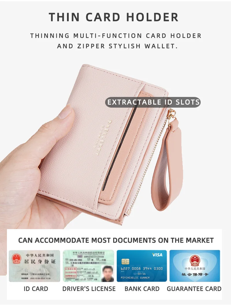 Baellerry Luxury Brand Women Noble Wallet PU Leather Slim Female Multi-card Short Wallets Purse Holders for Women