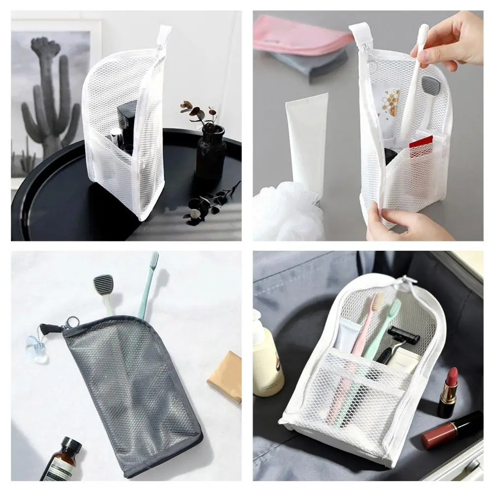 Mesh Travel Toiletry Bag Portable Toothbrush Cosmetic Organizer Makeup Brush Storage Pouch Bathroom Wash Pack