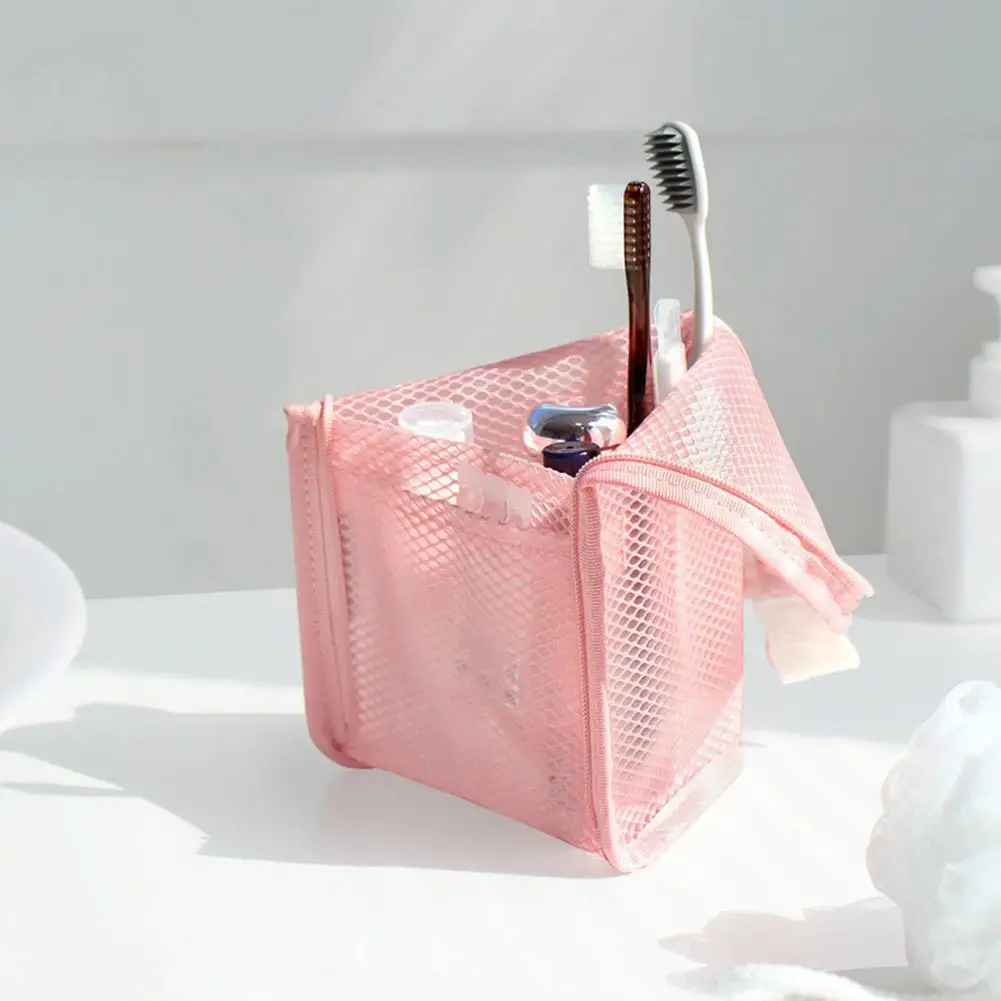 Mesh Travel Toiletry Bag Portable Toothbrush Cosmetic Organizer Makeup Brush Storage Pouch Bathroom Wash Pack