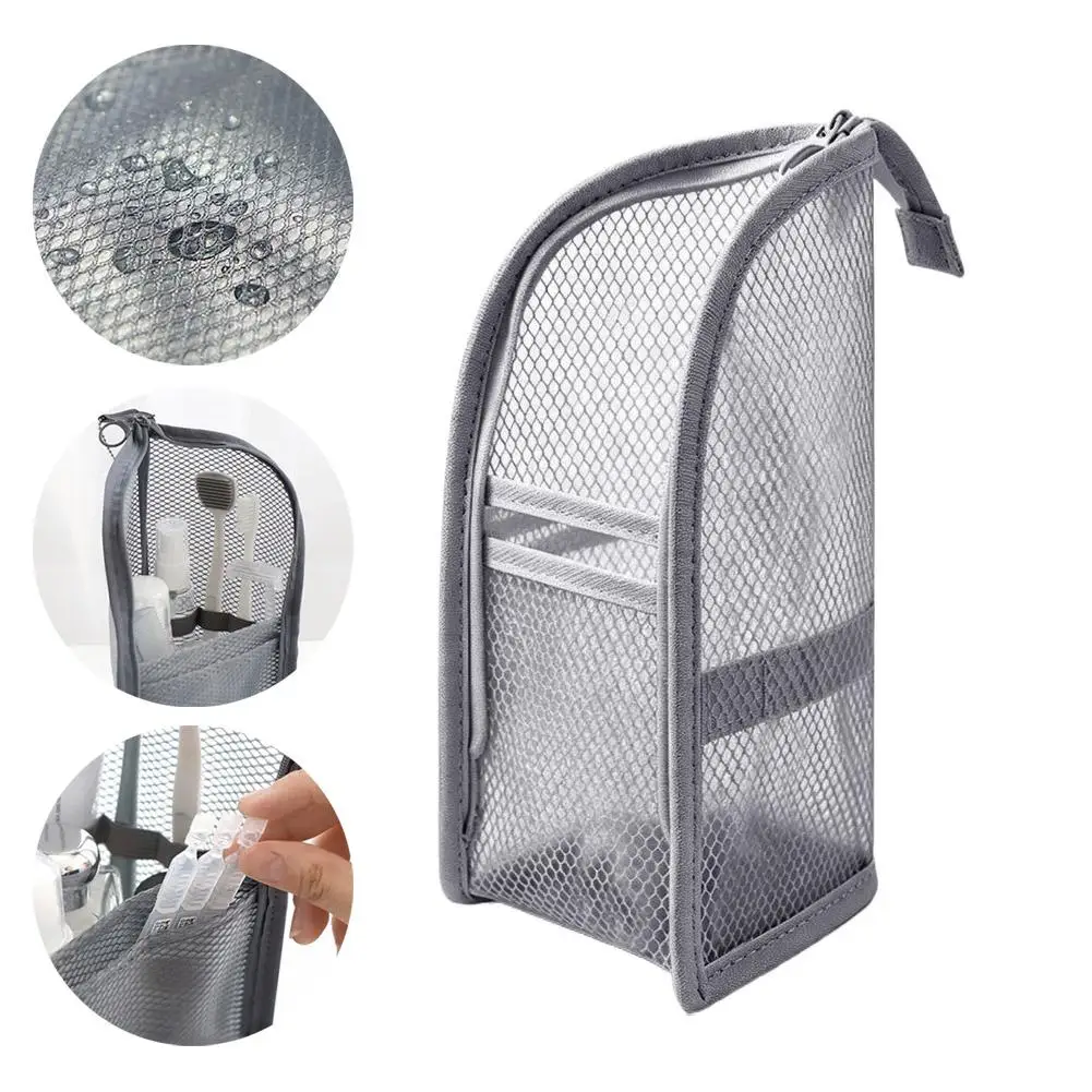 Mesh Travel Toiletry Bag Portable Toothbrush Cosmetic Organizer Makeup Brush Storage Pouch Bathroom Wash Pack