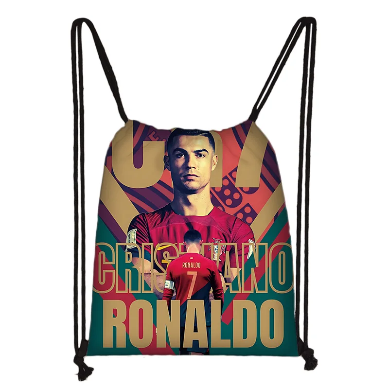 Football Star Print Drawstring Bag, Lightweight & Durable, Sports Fitness Yoga Storage Bag