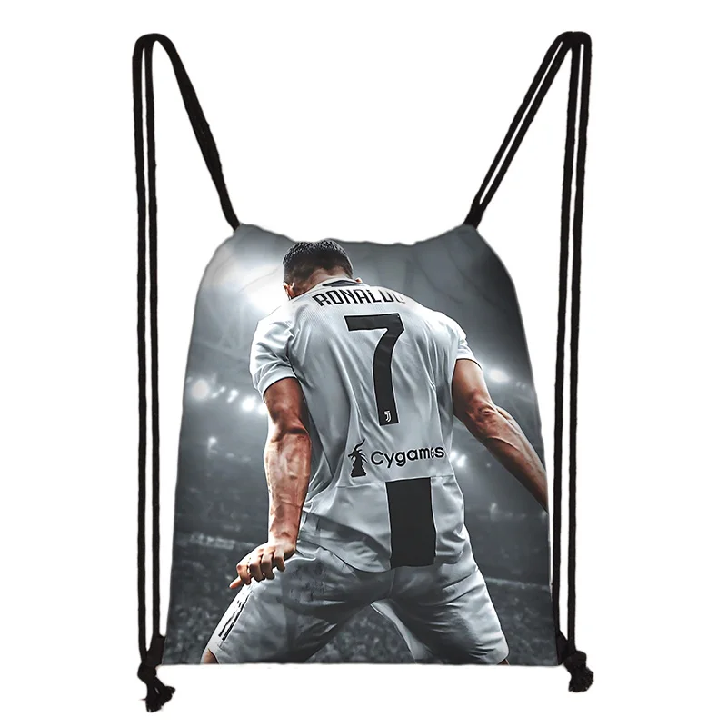 Football Star Print Drawstring Bag, Lightweight & Durable, Sports Fitness Yoga Storage Bag