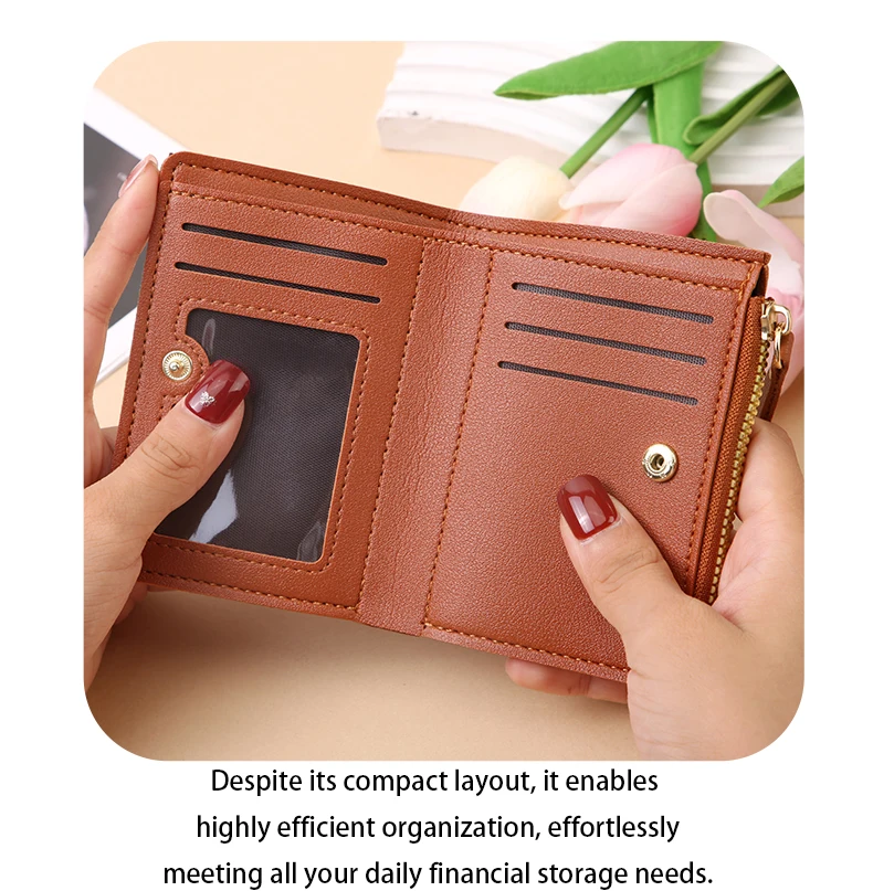 Factory Wholesale Short Women's Zipper Wallet Matte Versatile Purse Versatile Multi-Card Slot Small Money Clip Storage Bag