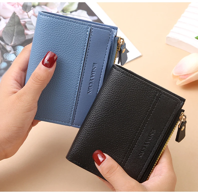 Factory Wholesale Short Women's Zipper Wallet Matte Versatile Purse Versatile Multi-Card Slot Small Money Clip Storage Bag