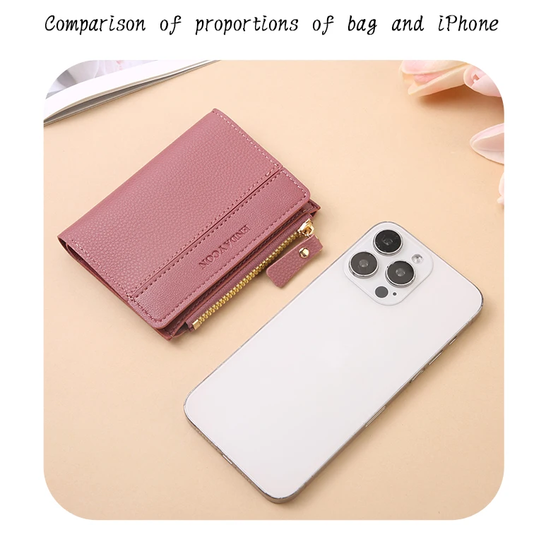 Factory Wholesale Short Women's Zipper Wallet Matte Versatile Purse Versatile Multi-Card Slot Small Money Clip Storage Bag