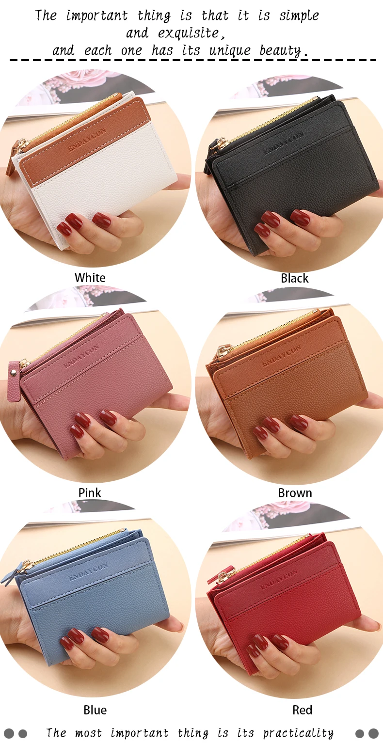 Factory Wholesale Short Women's Zipper Wallet Matte Versatile Purse Versatile Multi-Card Slot Small Money Clip Storage Bag