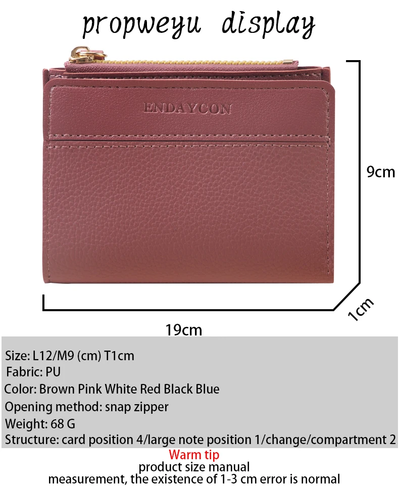 Factory Wholesale Short Women's Zipper Wallet Matte Versatile Purse Versatile Multi-Card Slot Small Money Clip Storage Bag