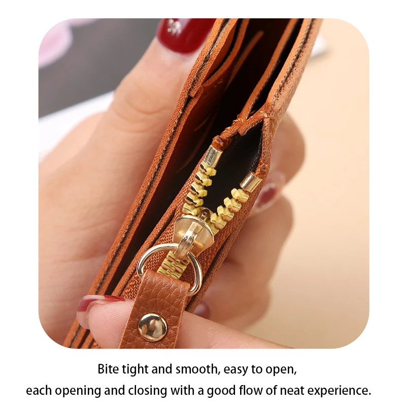 Factory Wholesale Short Women's Zipper Wallet Matte Versatile Purse Versatile Multi-Card Slot Small Money Clip Storage Bag