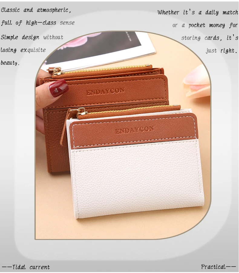 Factory Wholesale Short Women's Zipper Wallet Matte Versatile Purse Versatile Multi-Card Slot Small Money Clip Storage Bag