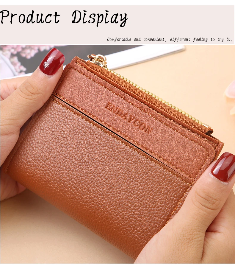 Factory Wholesale Short Women's Zipper Wallet Matte Versatile Purse Versatile Multi-Card Slot Small Money Clip Storage Bag