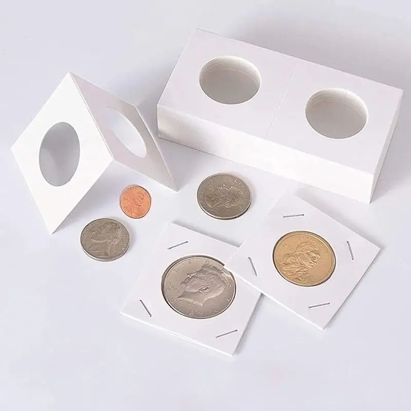 50PCS Square Cardboard Case Coin Album Commemorative Coin Paper Protective Clip Coin Supplies Storage 20.5/23/25/27.5/31.5/40mm